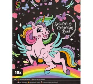 Obrázek z Škrabací + vymalovací obrázky, 10 listů - jednorožec 